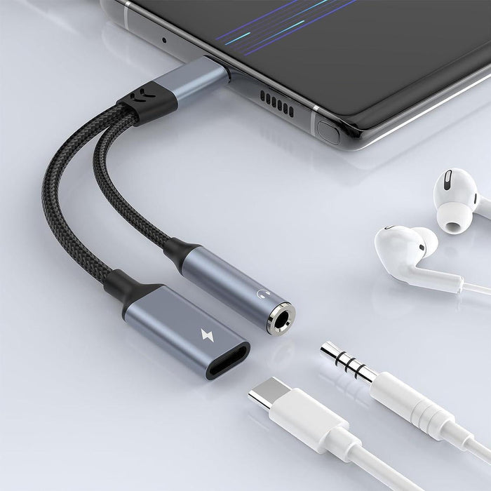 Ugreen Lott 2-in-1 USB C to 3.5mm Headphone Jack Adapter, Type C Aux Audio Splitter