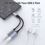 Ugreen Lott 2-in-1 USB C to 3.5mm Headphone Jack Adapter, Type C Aux Audio Splitter