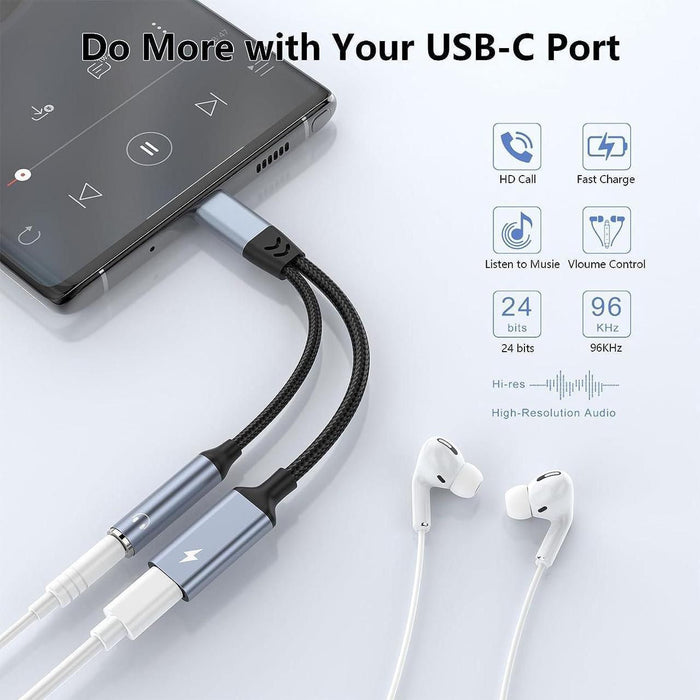 Ugreen Lott 2-in-1 USB C to 3.5mm Headphone Jack Adapter, Type C Aux Audio Splitter
